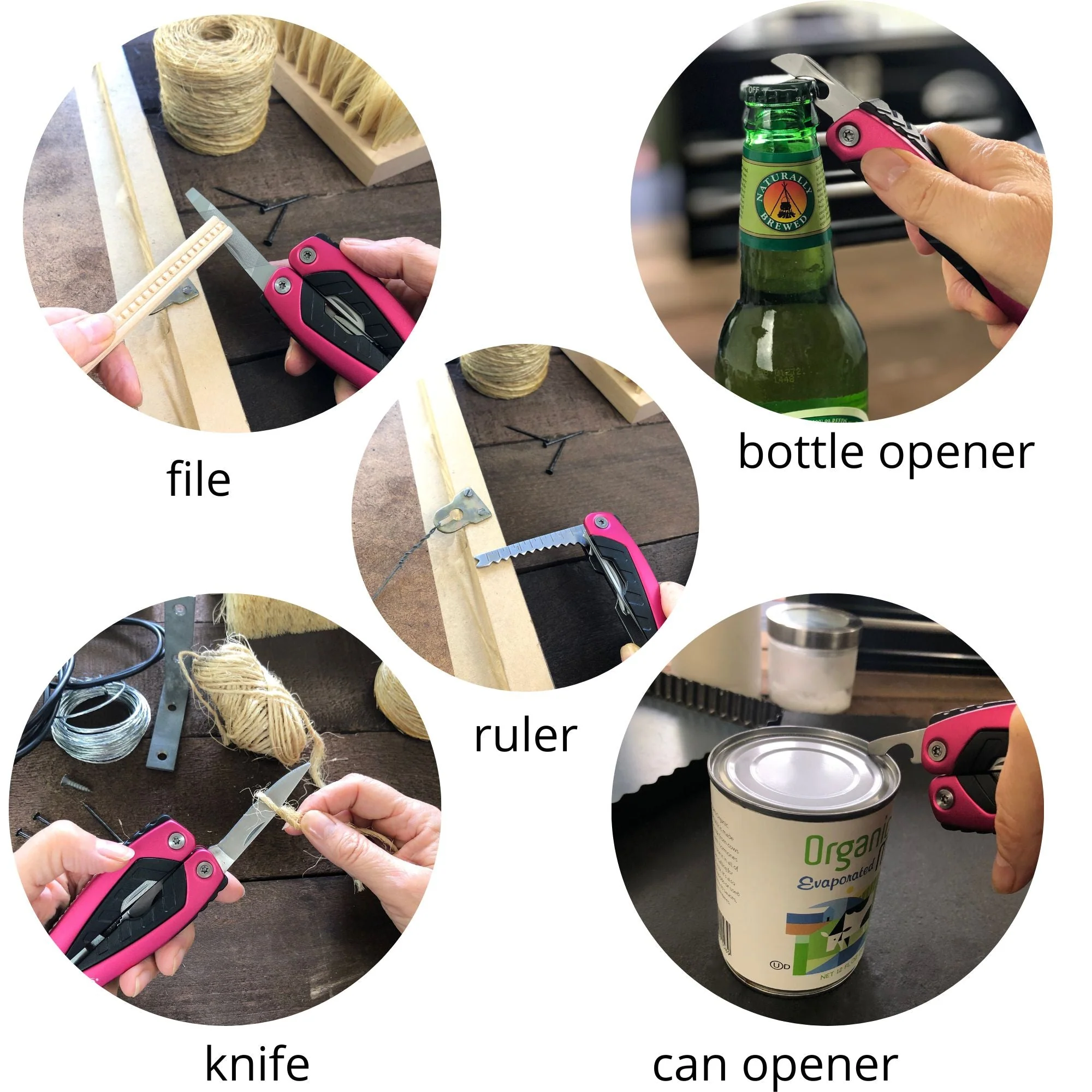 14-in-1 Pink High-Quality Pocket Multitool Pliers. Great for Outdoors, Camping, Fishing --DT5015P - Image 5