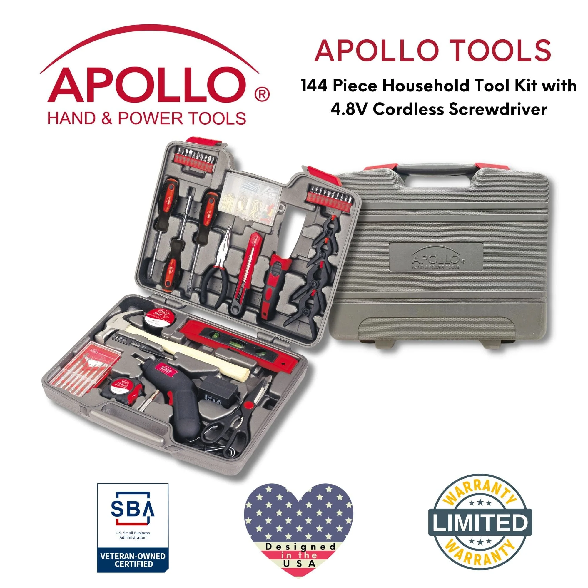144 Piece Household Tool Kit with 4.8V Cordless Screwdriver - DT8422 - Image 6