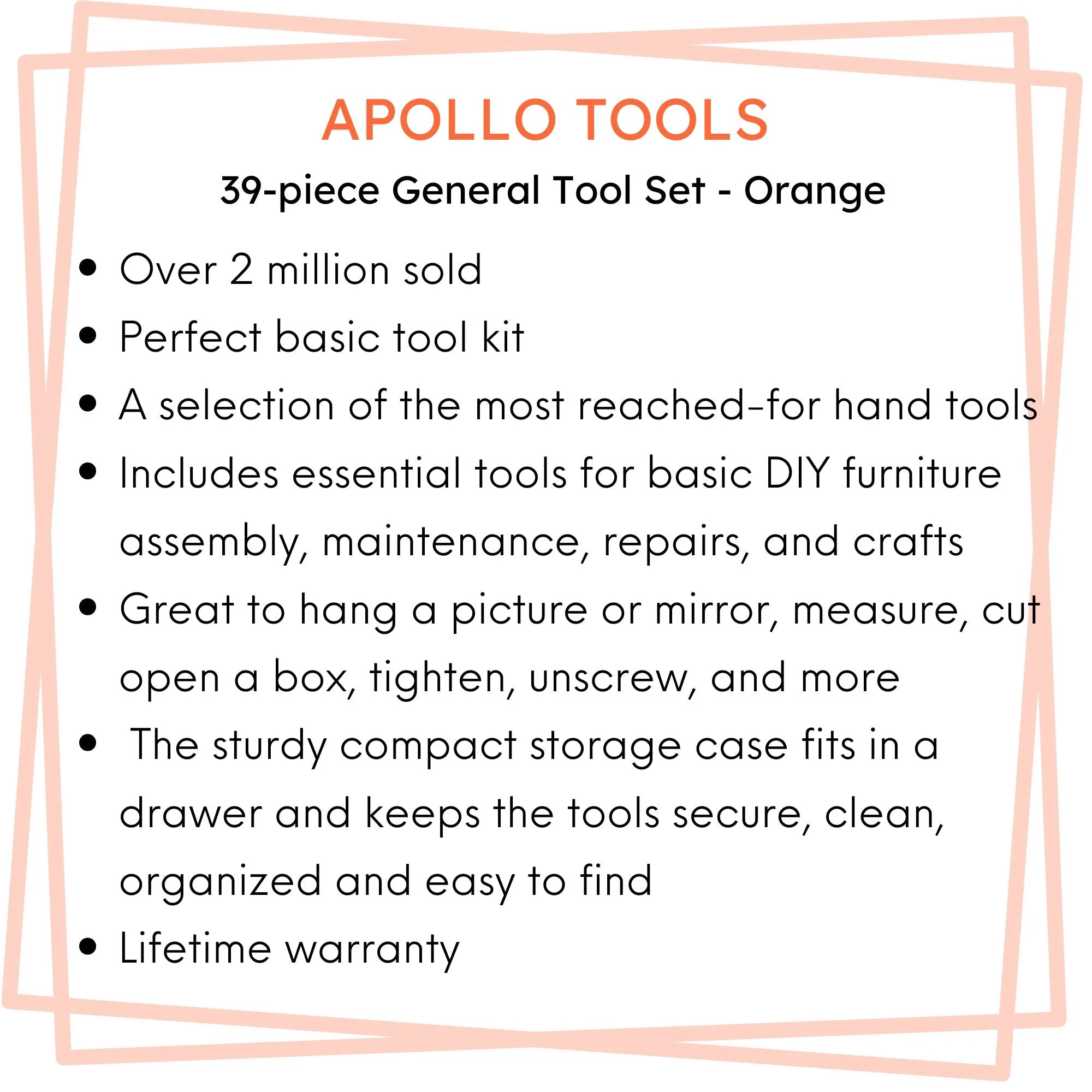 39 Piece General Tool Kit - DT9706OR - Image 4