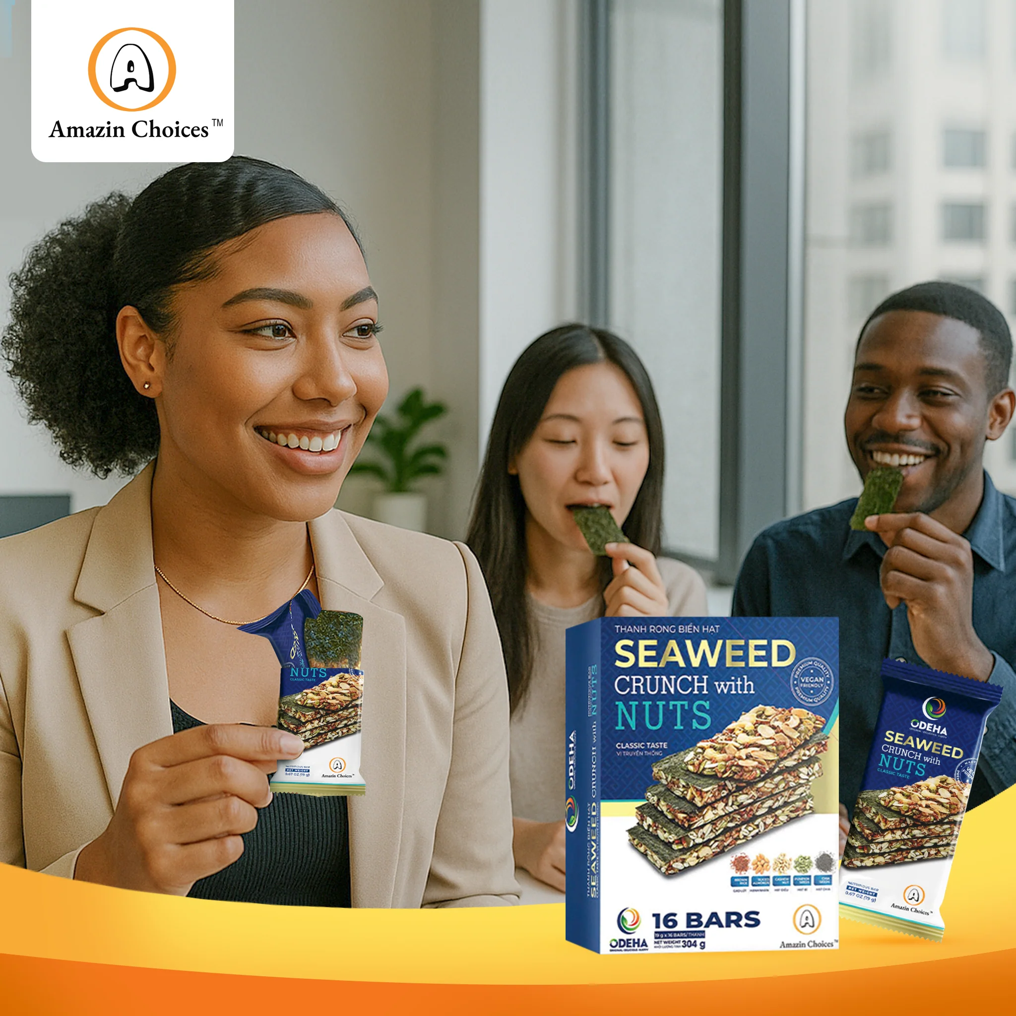 Amazin Choices Rong Biển Kẹp Hạt Cao Cấp 2 Hộp (32 Thanh) – Mua $39.98, Tặng Miễn Phí Bộ Quà Snack Việt ($20.97 Giá Trị): Xoài Cay Sấy Dẻo, Ổi Sấy Dẻo & Bánh Dừa Nướng - Image 4