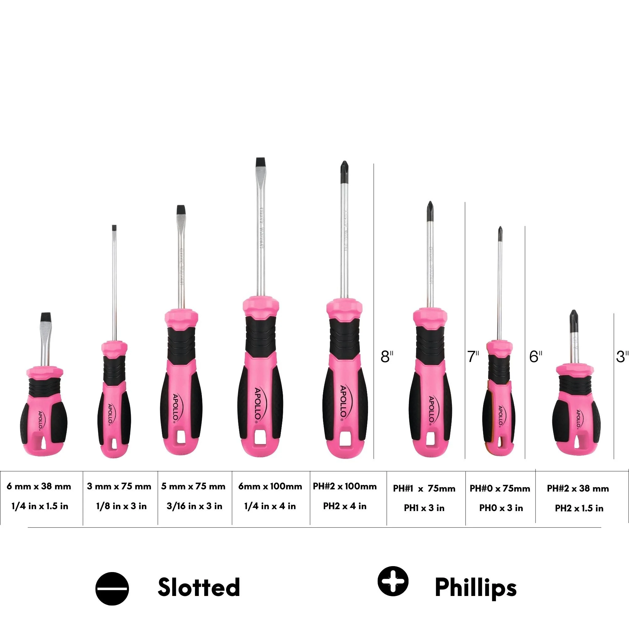 Apollo Tools 8 Pink Essential Screwdriver Set DT5018P - Image 8