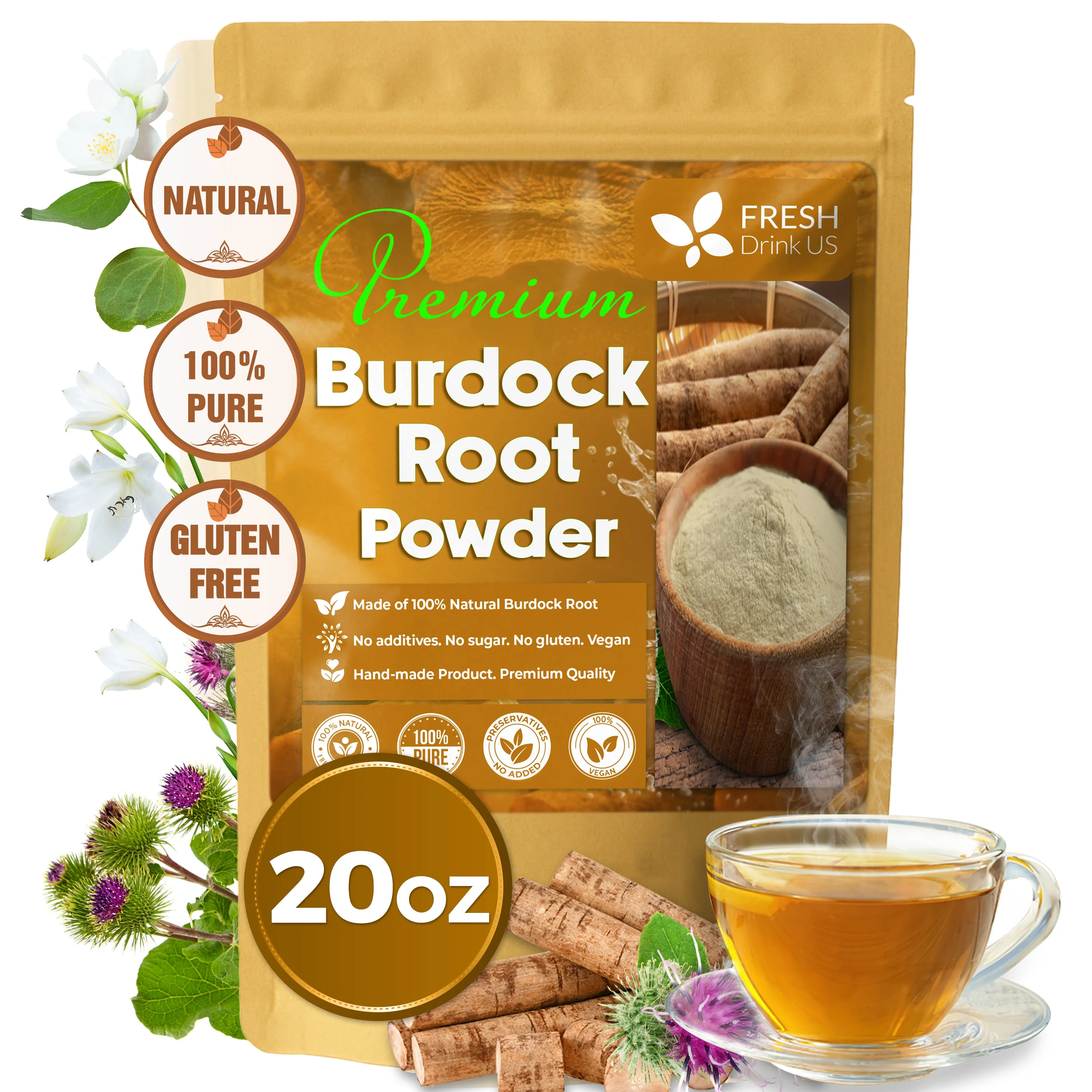 Burdock Root Powder, Burdock Root Extract, 100% Natural & Pure from Burdock Root, Burdock Root Herbal Tea, No Additives, No Caffeine, Vegan - Image 11