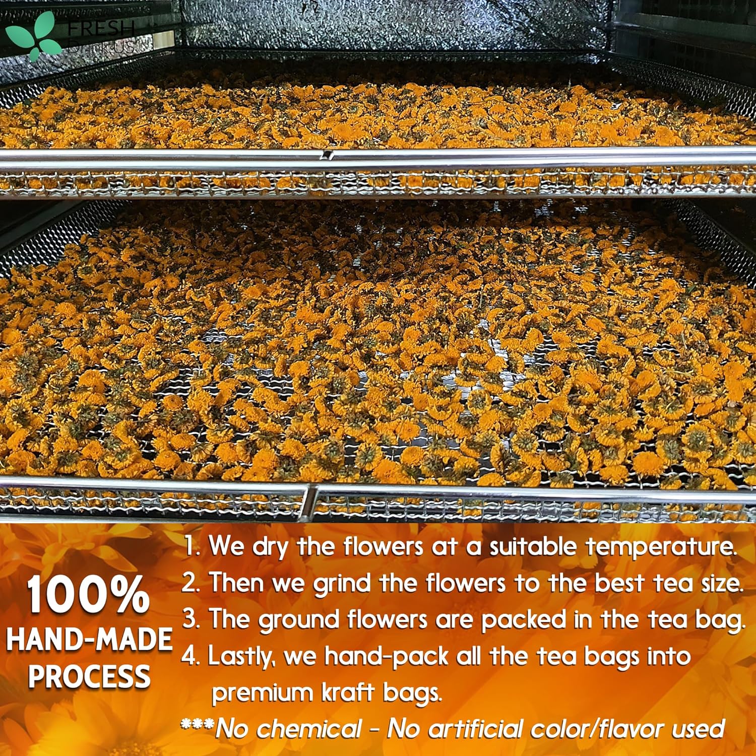 Calendula Tea Bags, 100% Natural and Pure Calendula Flowers, Eco-conscious Tea Bags. Calendula Flower Herbal Tea. No Sugar, No Caffeine, No Gluten, Vegan. - Image 7