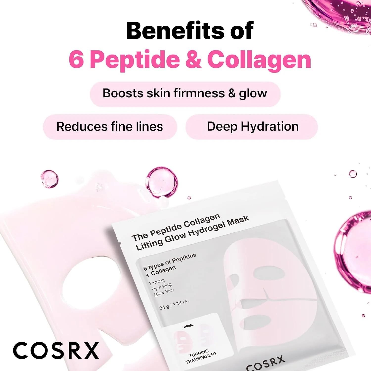 Cosrx The Peptide Collagen Lifting Glow Hydrogel Mask - Image 3