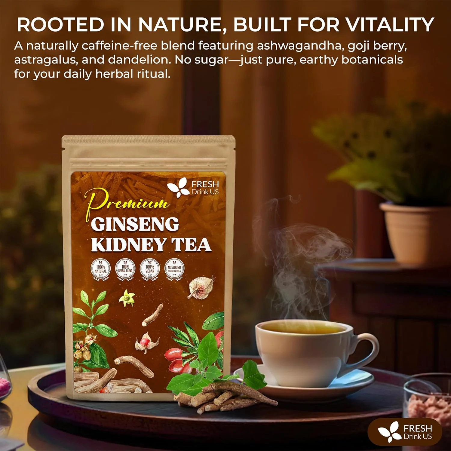 Ginseng 6 Treasures Kidney Tea, Super Kidney Cleanse Detox Tea For Men & Women, 100% Natural Roots & Berries | Caffeine-Free | Adaptogenic Blend for Energy, Wellness & Vitality Support - Image 6