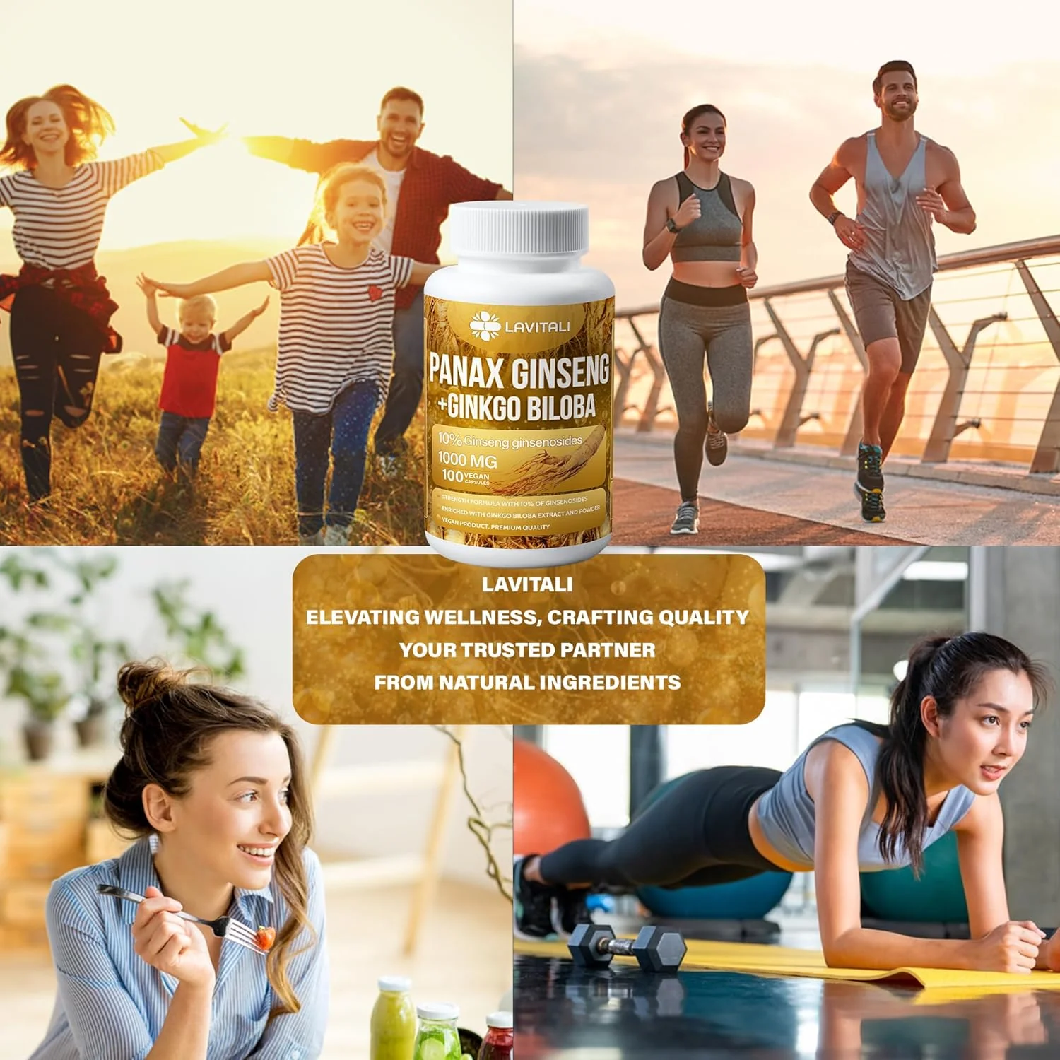 Ginseng & Ginkgo Biloba Veggie Capsules, Non-GMO, Vegan, Gluten Free, Dairy Free - Image 6