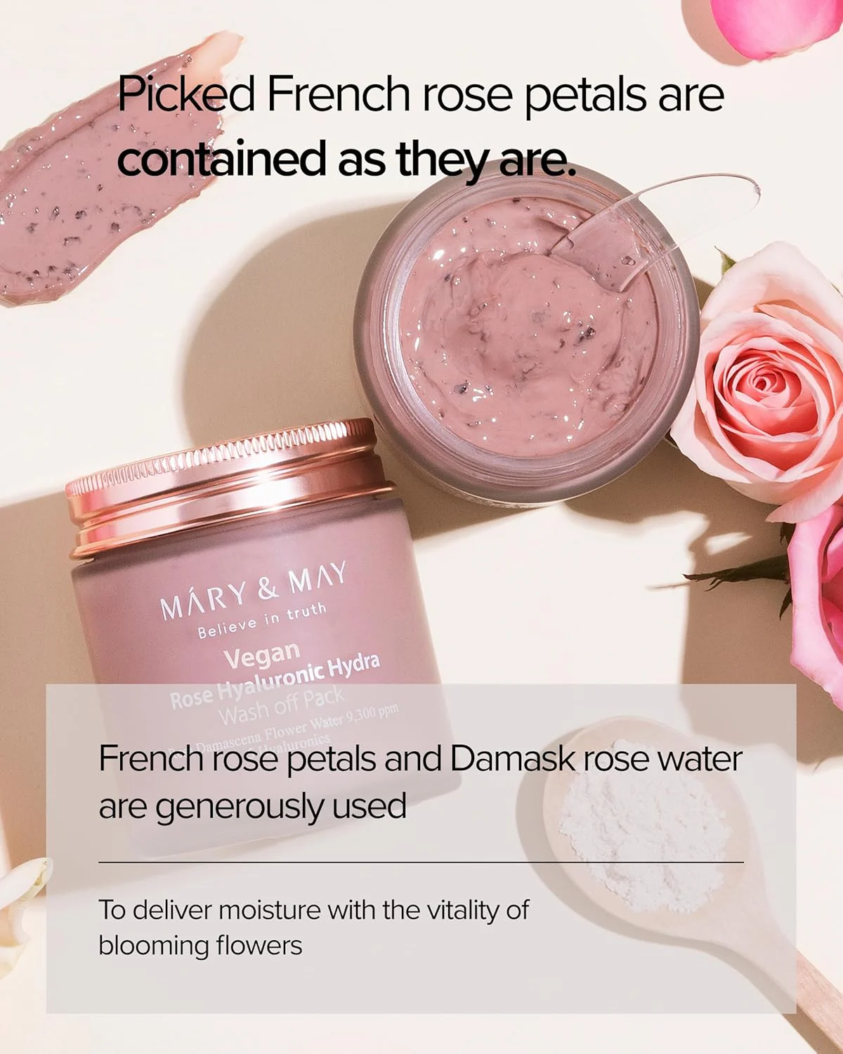 Mary & May Vegan Rose Hyaluronic Hydra Wash Off Pack - Image 3