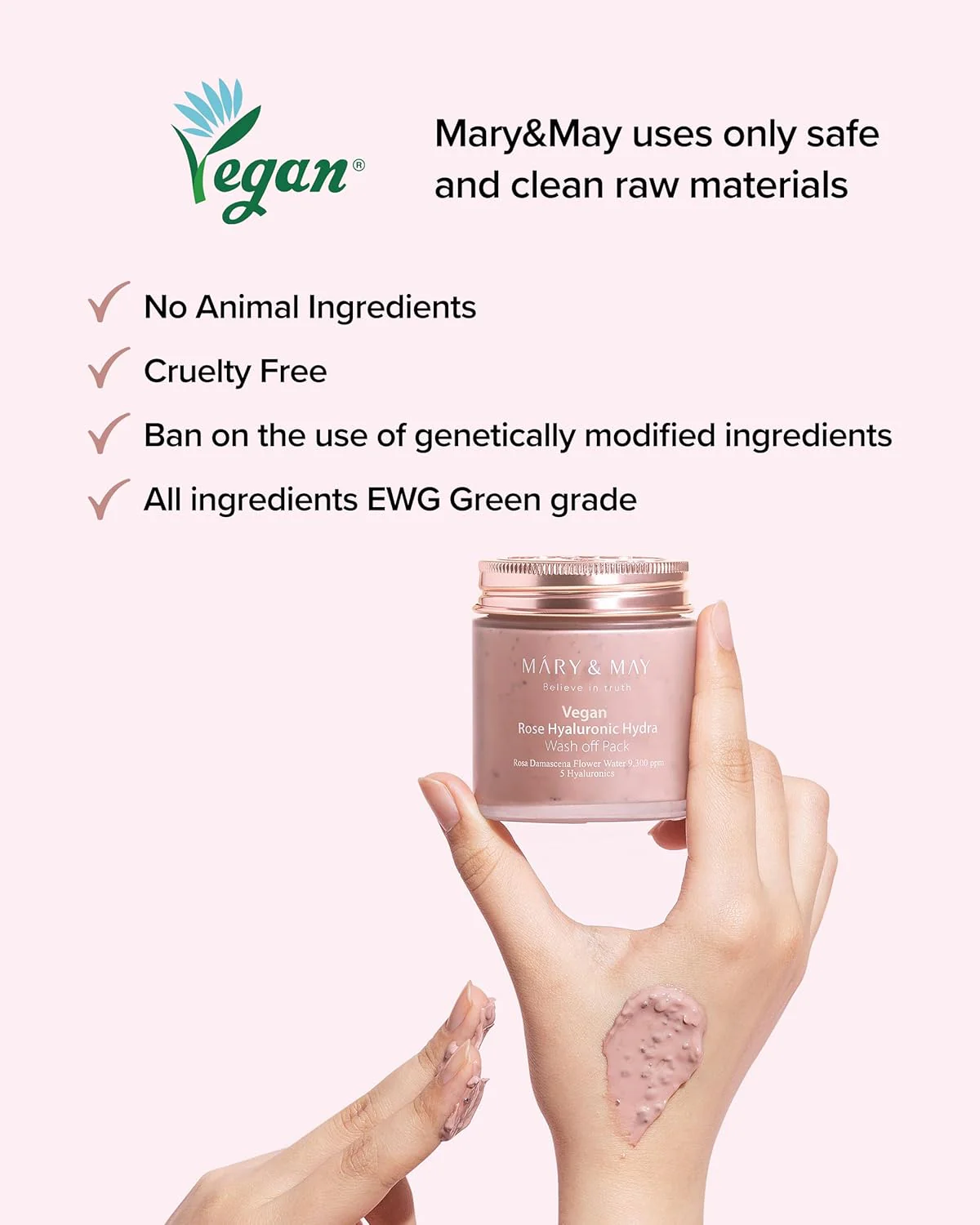 Mary & May Vegan Rose Hyaluronic Hydra Wash Off Pack - Image 6