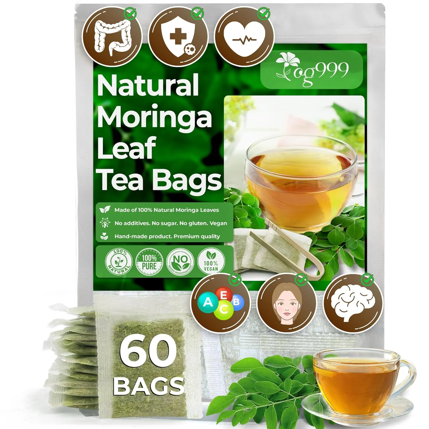 Moringa Leaf Tea Bags, 100% Natural & Pure from Moringa Leaves. Loose Leaf Moringa Herbal Tea. Moringa Leaf Tea. No Sugar, No Caffeine, No Gluten, Vegan - Image 13