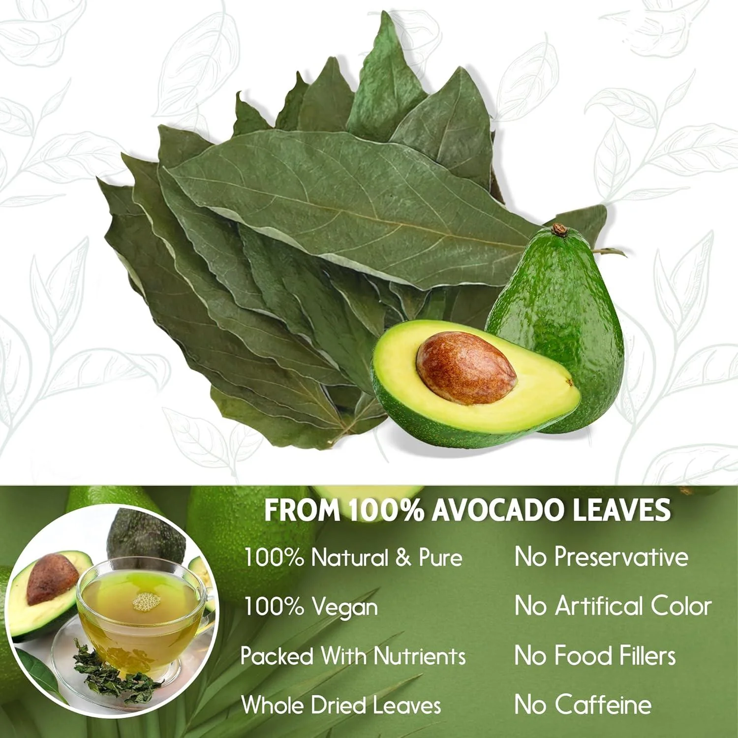 Natural Avocado Whole Leaves Dried, Tea Bags, 100% Pure from Avocado Leaves, Avocado Leaf Tea, Hojas de Aguacate Seca, No Additives, No Caffeine, Vegan - Image 5