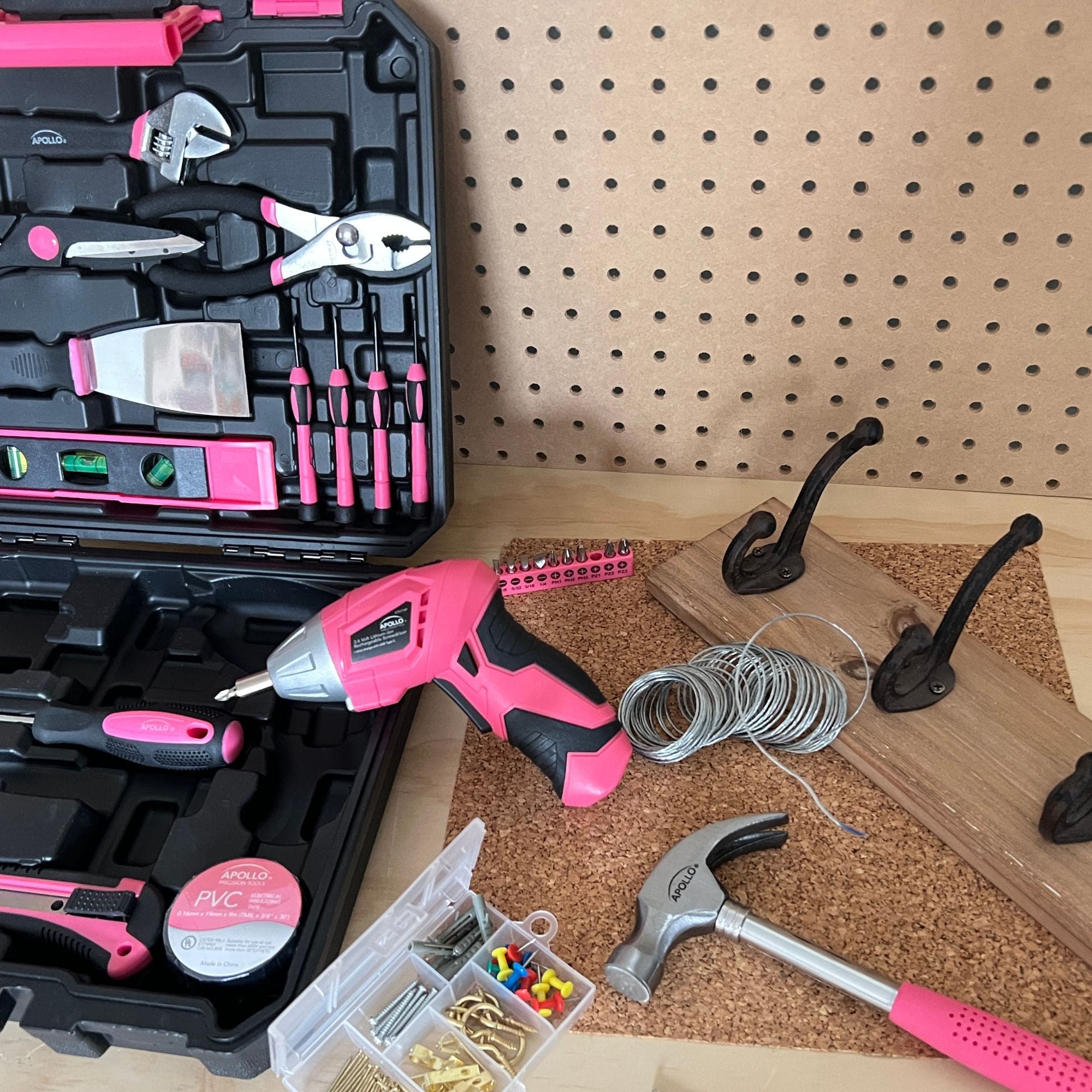 New and Improved 135 Piece Pink Household Tool Set with Pivoting Dual-Angle 3.6 Volt Lithium-Ion Cordless Screwdriver in Hard Case - DT0774P - Image 10