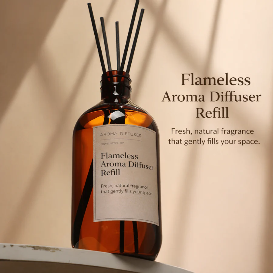 New Household Fragrance Refill Liquid 500ml Large Bottle, Indoor Flameless Fragrance Diffuser Refill with Rattan Sticks, Home Fragrance Ornaments and Aroma Diffuser Scents - Image 2
