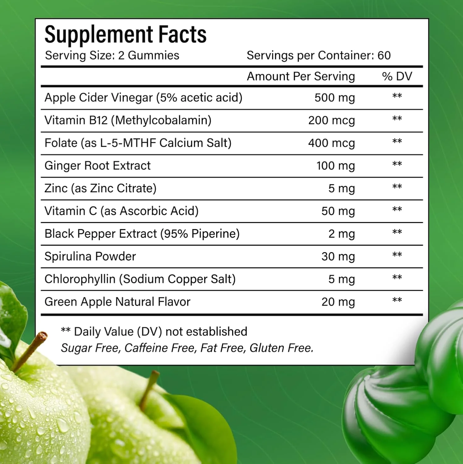 Premium Apple Cider Vinegar (ACV) Gummies, Formulated with Vitamin B12, Zinc, Ginger & Vitamin C - Image 2