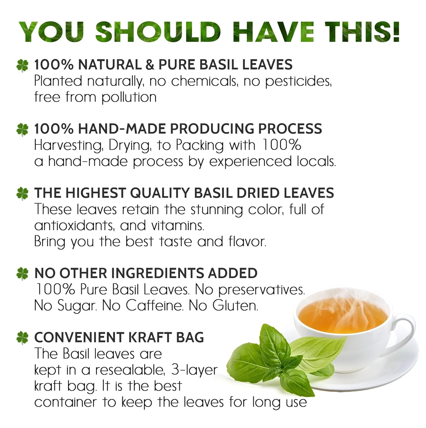 Premium Dried Basil ā 100% Pure, Non-GMO, Gluten-Free, Vegan ā Aromatic Culinary Herb for Cooking, Garnish, and Seasoning - Image 2