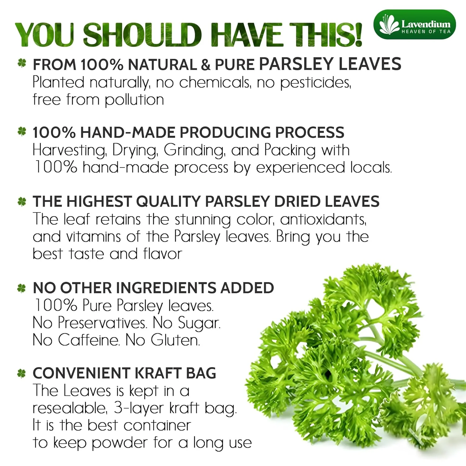 Premium Dried Parsley Leaves – 100% Pure, Non-GMO, Gluten-Free, Vegan – Aromatic Culinary Herb for Cooking, Garnish, and Seasoning - Image 2