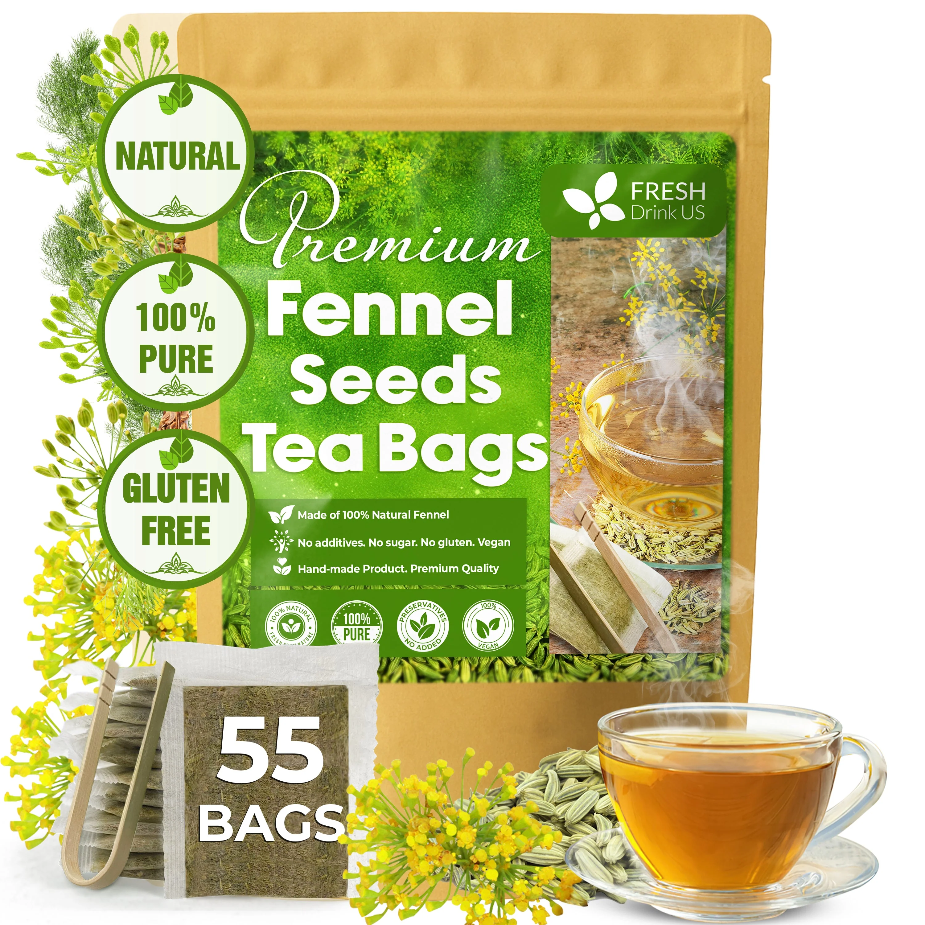 Premium Fennel Tea Bags, 100% Natural & Pure from Fennel Seeds. Fennel Seed Herbal Tea. Fennel Seed Tea. Made with Natural Material Tea Bags. No Sugar, No Caffeine, No Gluten, Vegan. - Image 10