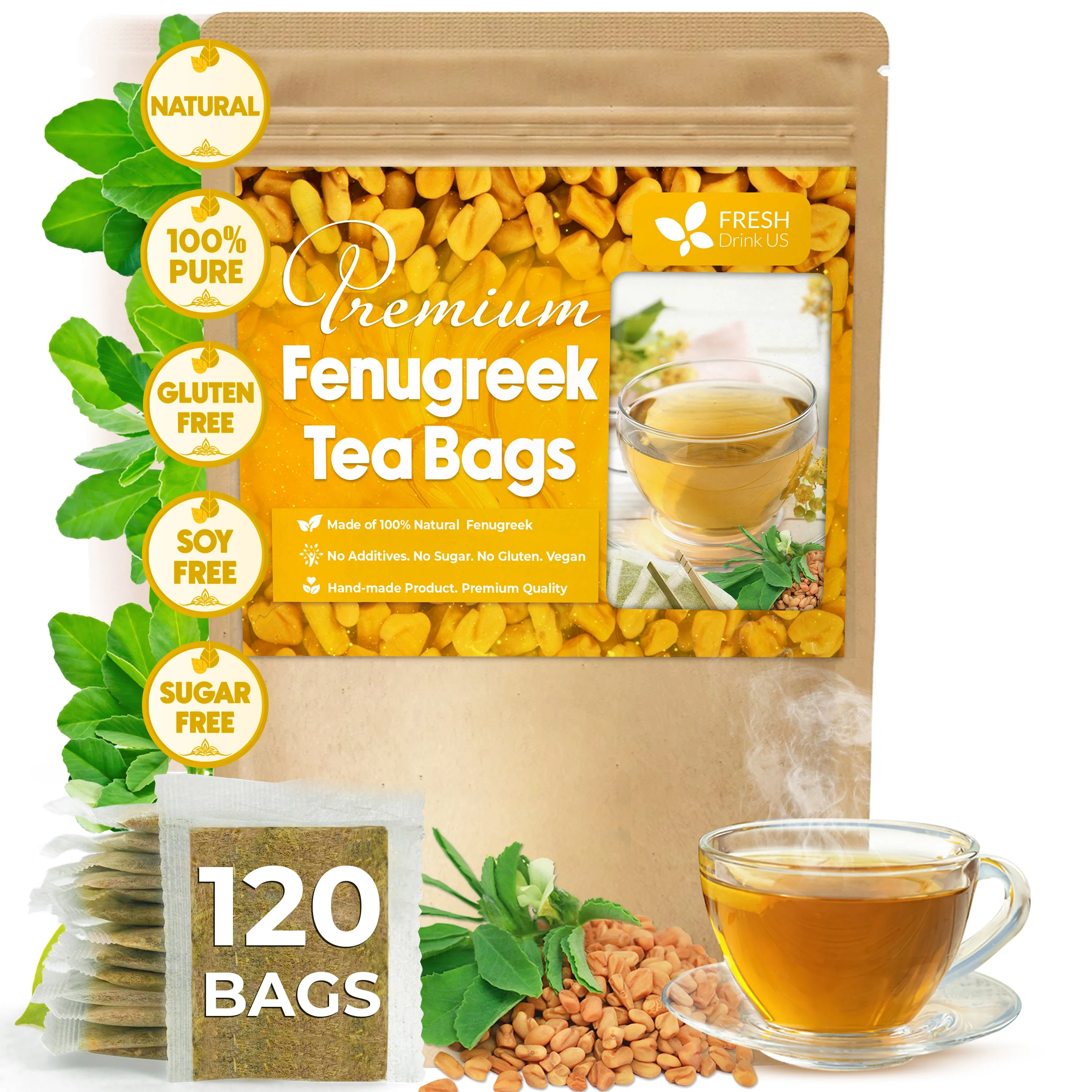 Premium Fenugreek Tea Bags. No Sugar, No Caffeine, No Gluten, Vegan. (30 Tea Bags) - Image 16