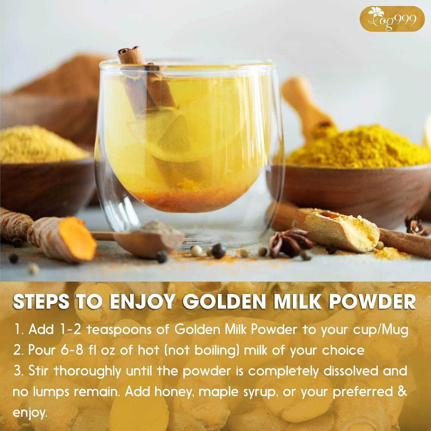 Premium Golden Milk Powder - Turmeric, Cinnamon, Ginger & Black Pepper – Natural Spice Blend for Lattes, Smoothies & Baking - Image 8