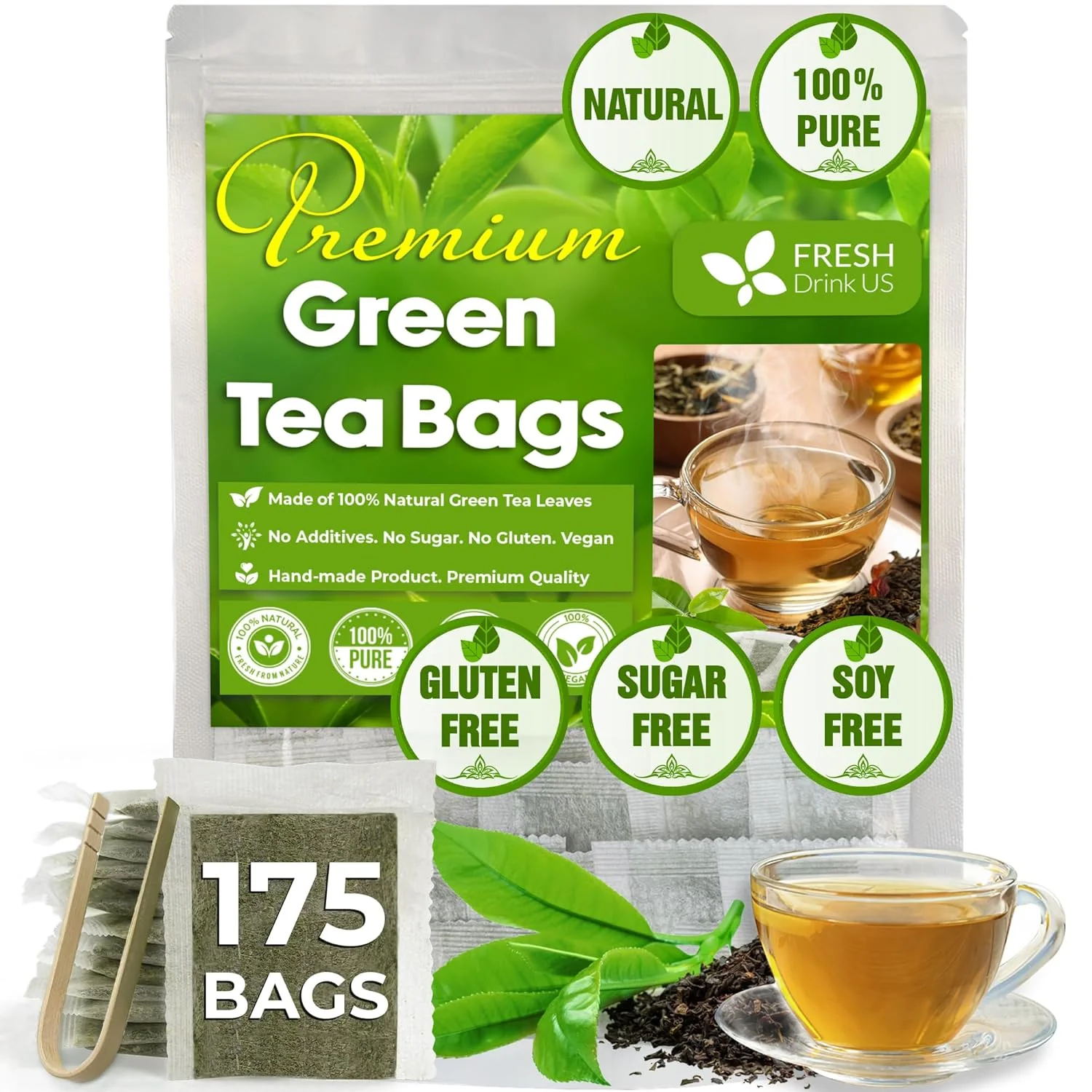 Premium Green Tea Bags, 100% Natural & Pure from Green Tea. Green Herbal Tea. No Sugar, No Gluten, Vegan - Image 10