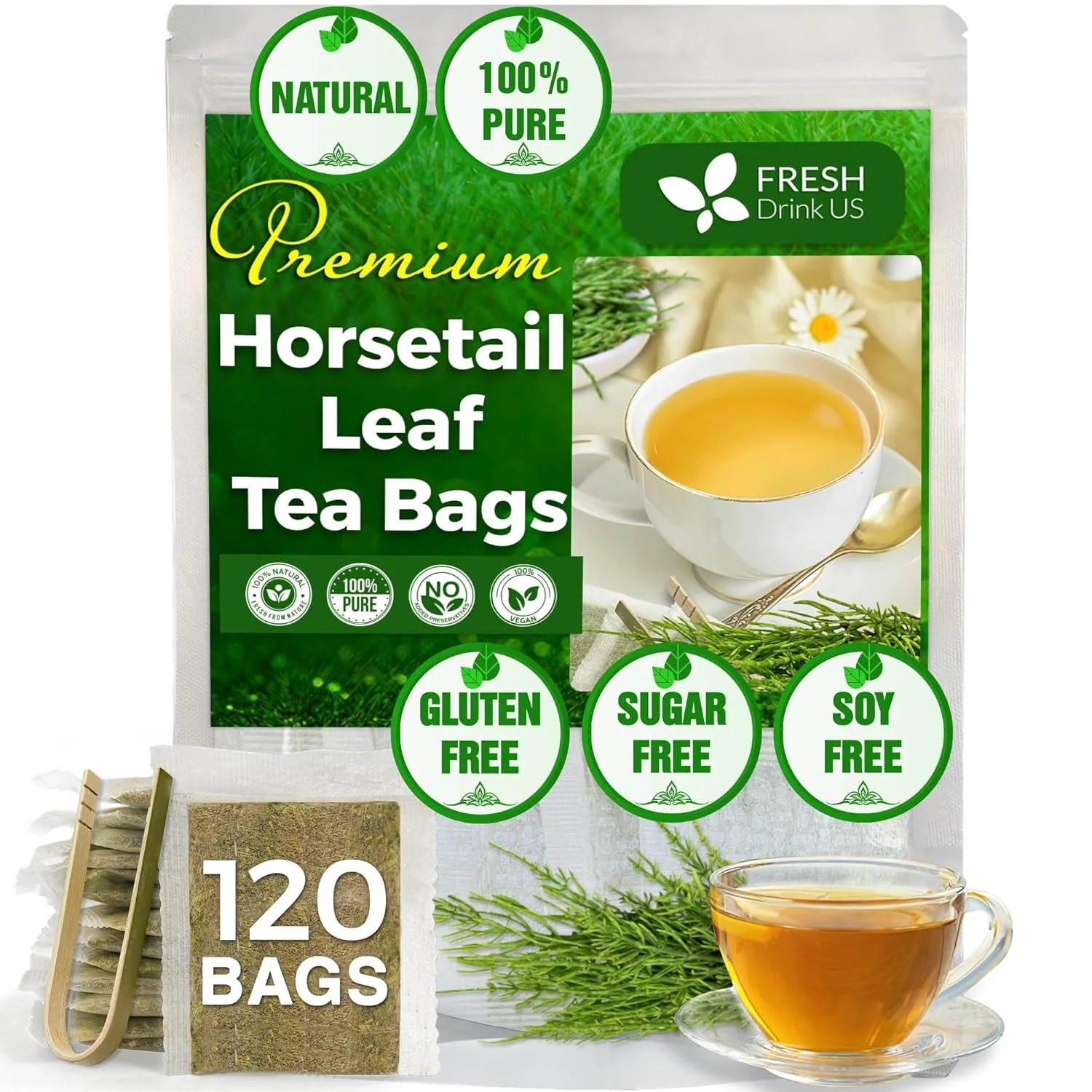 Premium Horsetail Leaf Tea Bags, 100% Natural & Pure from Horsetail Loose Leaves Herbal Tea. No Sugar, No Caffeine, No Gluten, Vegan. - Image 9