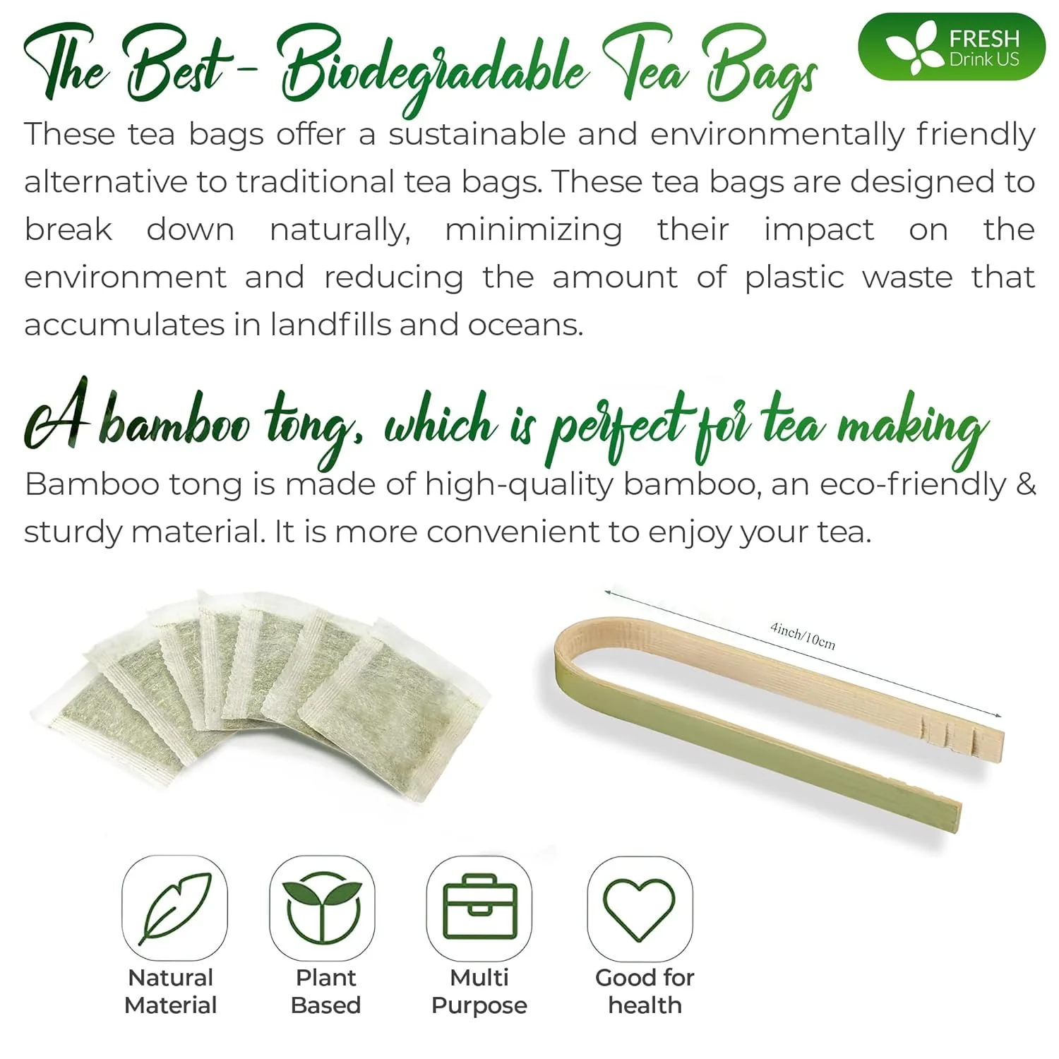 Premium Jasmine Green Tea Bags. Jasmine Green Herbal Tea. Made with Natural Material Tea Bags. No Sugar, No Gluten, Vegan. - Image 6