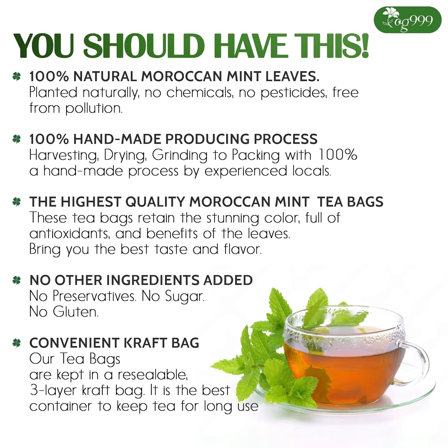 Premium Moroccan Mint Green Tea | Traditional Green Tea with Spearmint – Premium Quality Herbal Blend. - Image 3