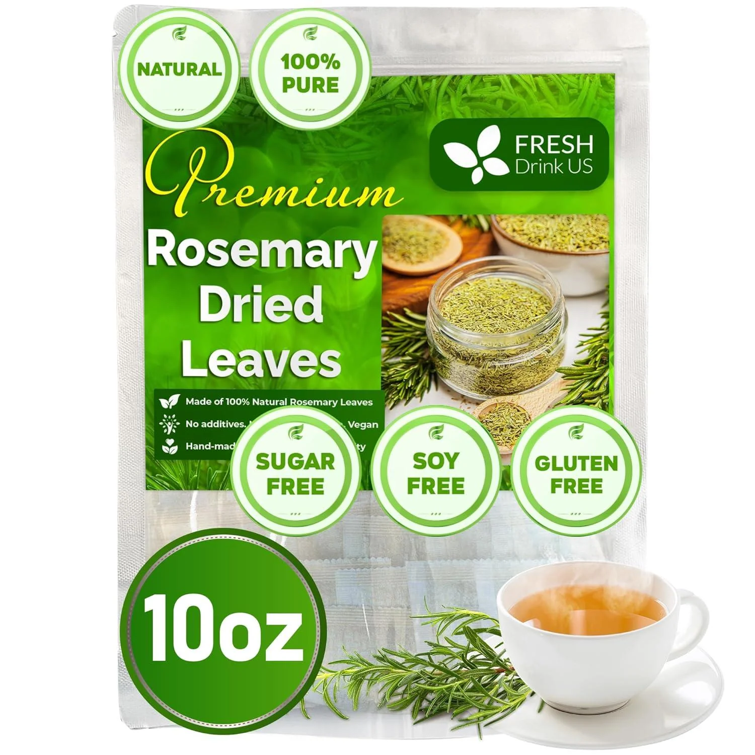 Premium Rosemary Leaves, Tea Bags, Powder, 100% Natural & Pure from Dried Rosemary Leaves, No Additives, No Caffeine, Vegan. Dried Rosemary Herb, Perfect for Seasoning, Spice Blends for Grilling & Cooking - Image 18