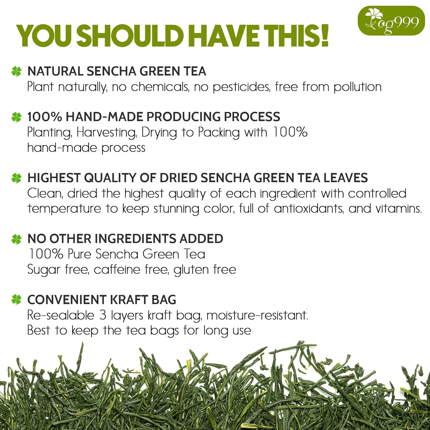 Premium Sencha Green Tea Bags, 100% Natural & Pure from Sencha Green Tea Leaves - Image 8