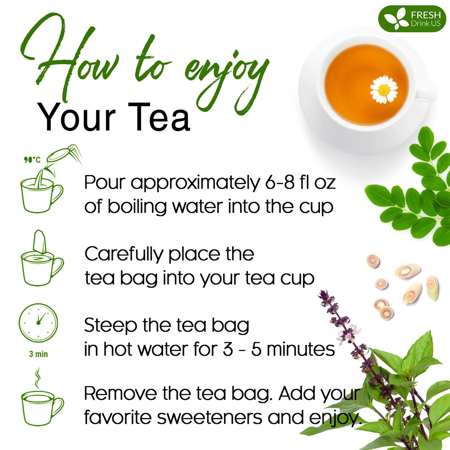 Premium Tulsi Moringa Lemongrass Tea Bags, 100% Natural & Pure from Tulsi Holy Basil Leaves, Moringa & Lemongrass. - Image 9