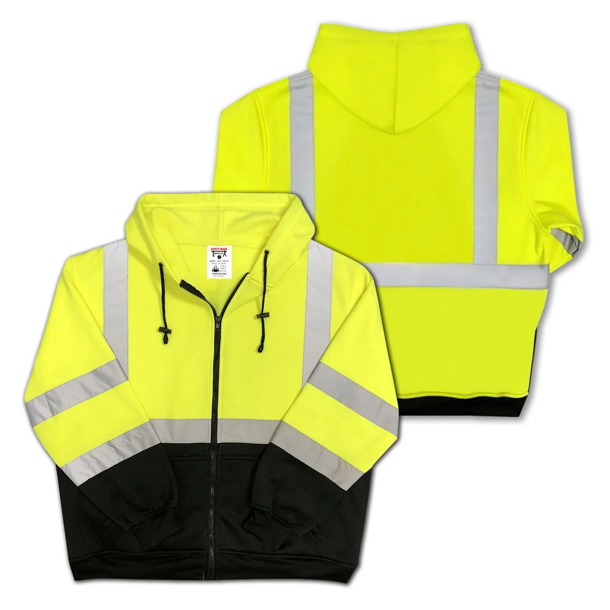 Safety Main 05LWJYB Lightweight Jacket, Class 3, Hi-Vis Yellow with Black Bottom, Pack of 10 - Image 4
