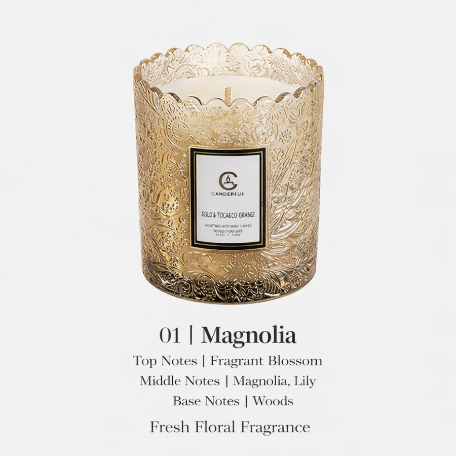 Scented Candle Cups with Embossed Glass Gift Design, Plant-Based Soy Wax Scented Candles with Low-Smoke Performance, Elegant Home Fragrance Candles for Wholesale Valentine’s Day Decor & Gift Use - Image 6