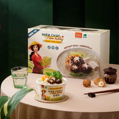 SIMPLY FOOD Instant Mushroom Glass Noodles (Miến Chay Nấm Hương) - 9 BOWLS/ 55g each - Image 6