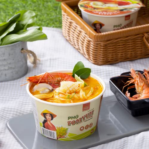SIMPLY FOOD Instant Thai Flavored Tom Yum Pho Noodles (Phở Tom Yum) - 9 BOWLS/ 80g each - Image 6
