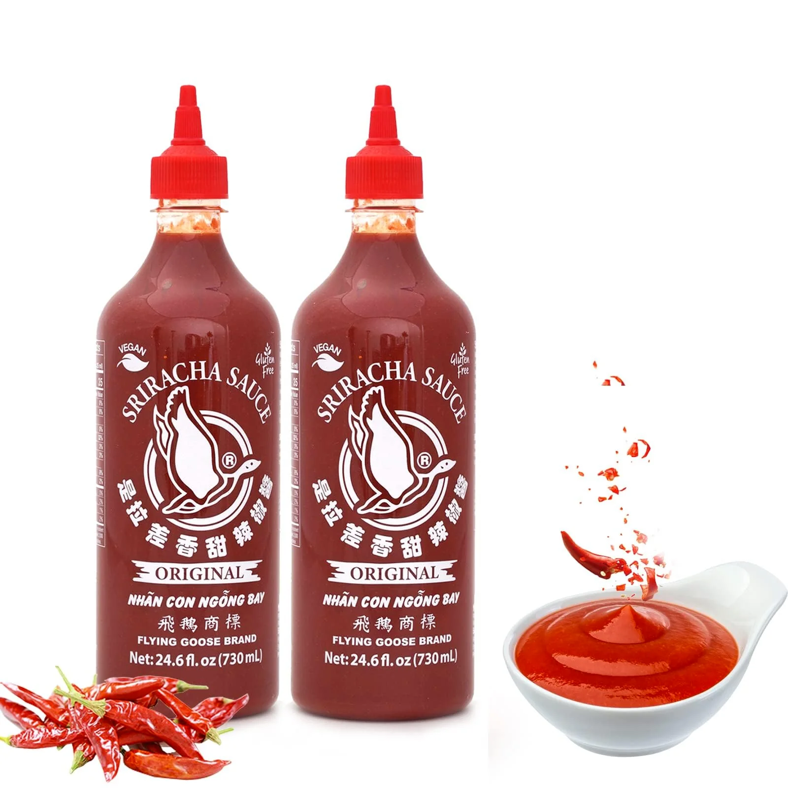 Sriracha Hot Chilli Sauce by Flying Goose - Vegan, Gluten Free, Ready To Use, Product of ThaiLand - Net WT: 24.6 Fl Oz (730 ml) (Pack of 1) - Image 4