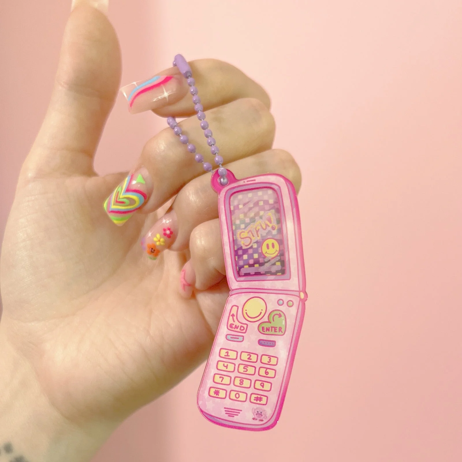 STFU Cellular Phone Kawaii 3D Acrylic Keychain - Image 5