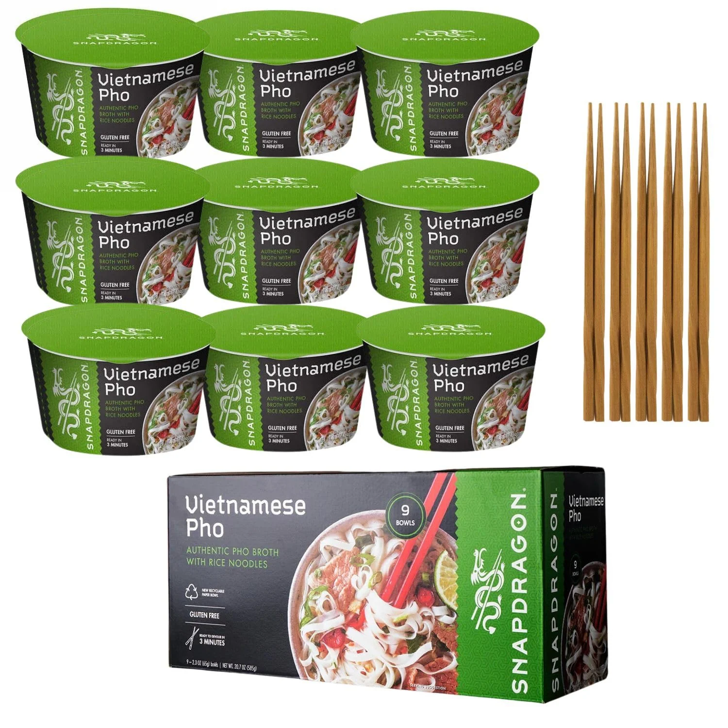 The Vietnamese Pho Bowl, 2.1 Oz (Pack of 9 Bowls) and Vietnamese Bamboo Chopstick - Image 2