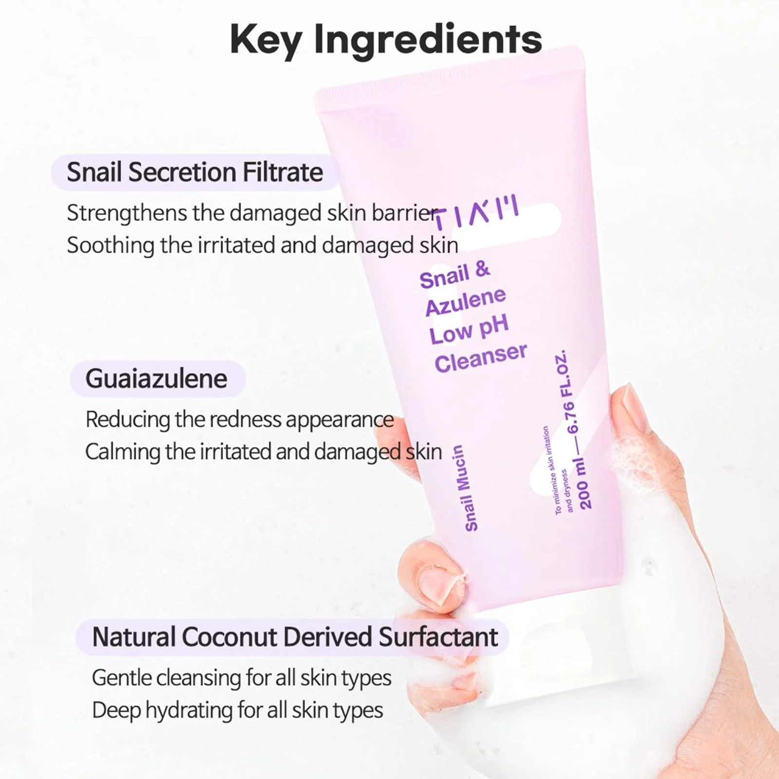 TIA'M Snail & Azulene Low pH Cleanser - Image 5
