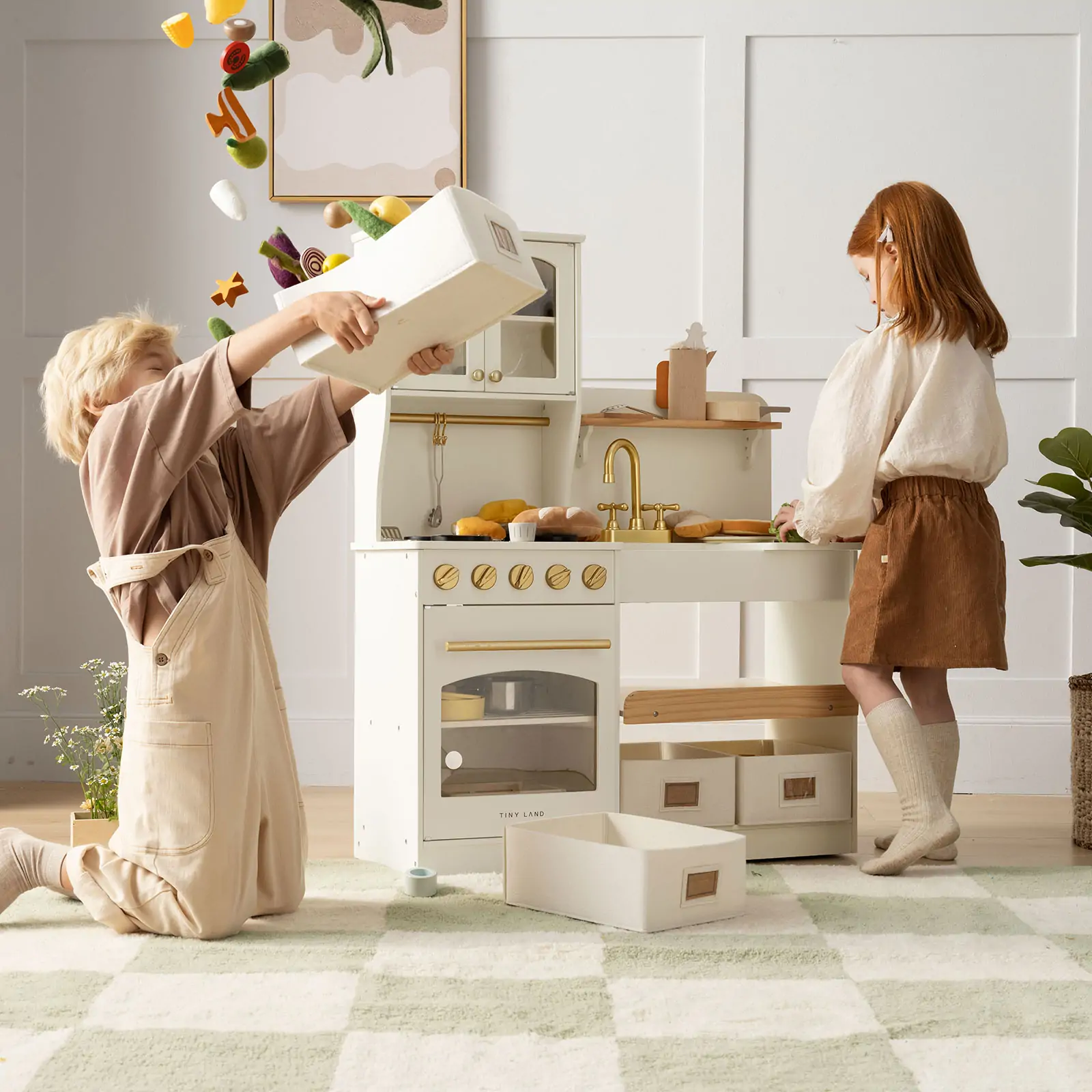 Tiny Land® Wooden Play Kitchen with Storage for Creative Toddlers - Image 2