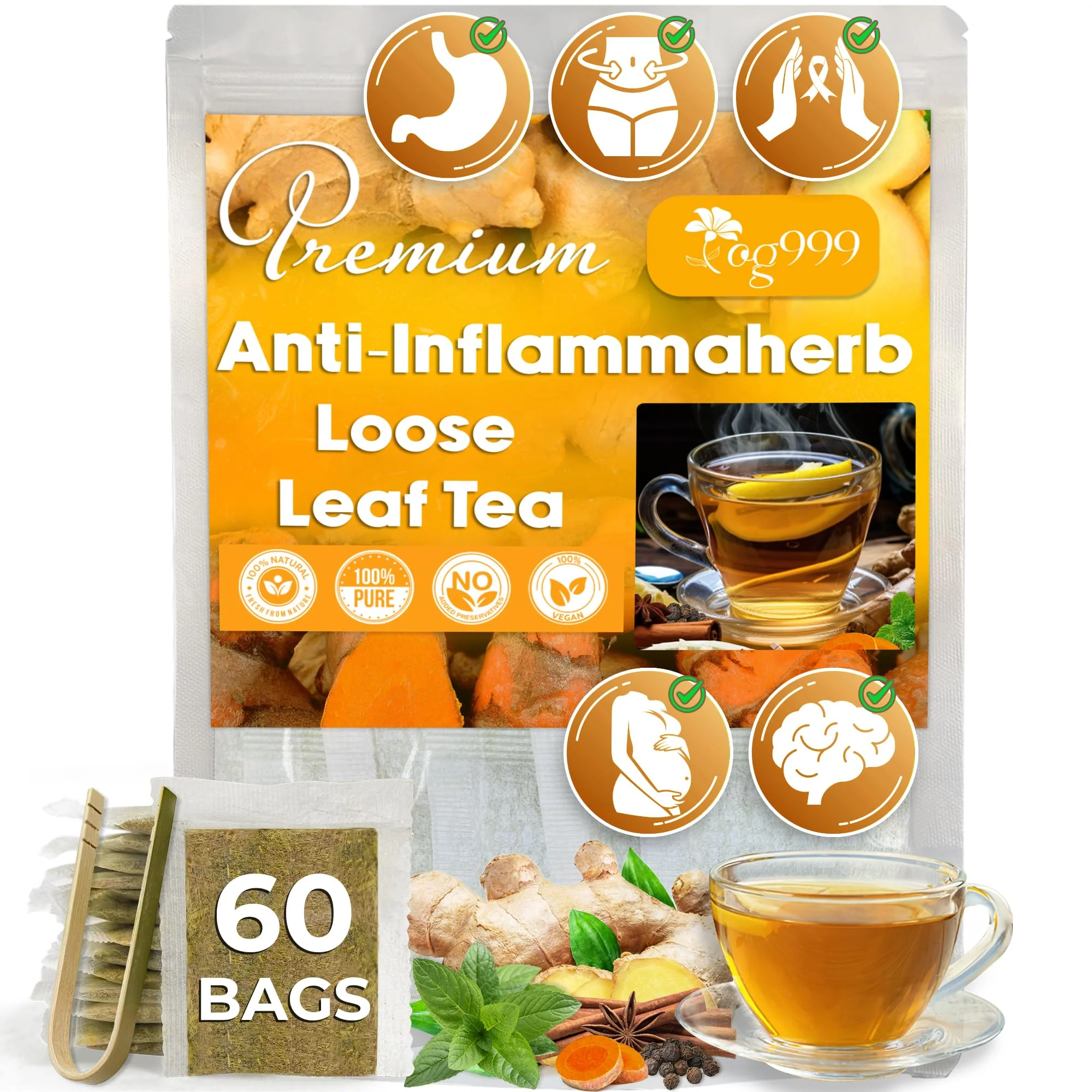 TOG999, Premium 120 Moringa Leaf Tea Bags, 100% Natural & Pure from Moringa Leaves. Loose Leaf Moringa Herbal Tea. Moringa Leaf Tea. No Sugar, No Caffeine, No Gluten, Vegan. - Image 26