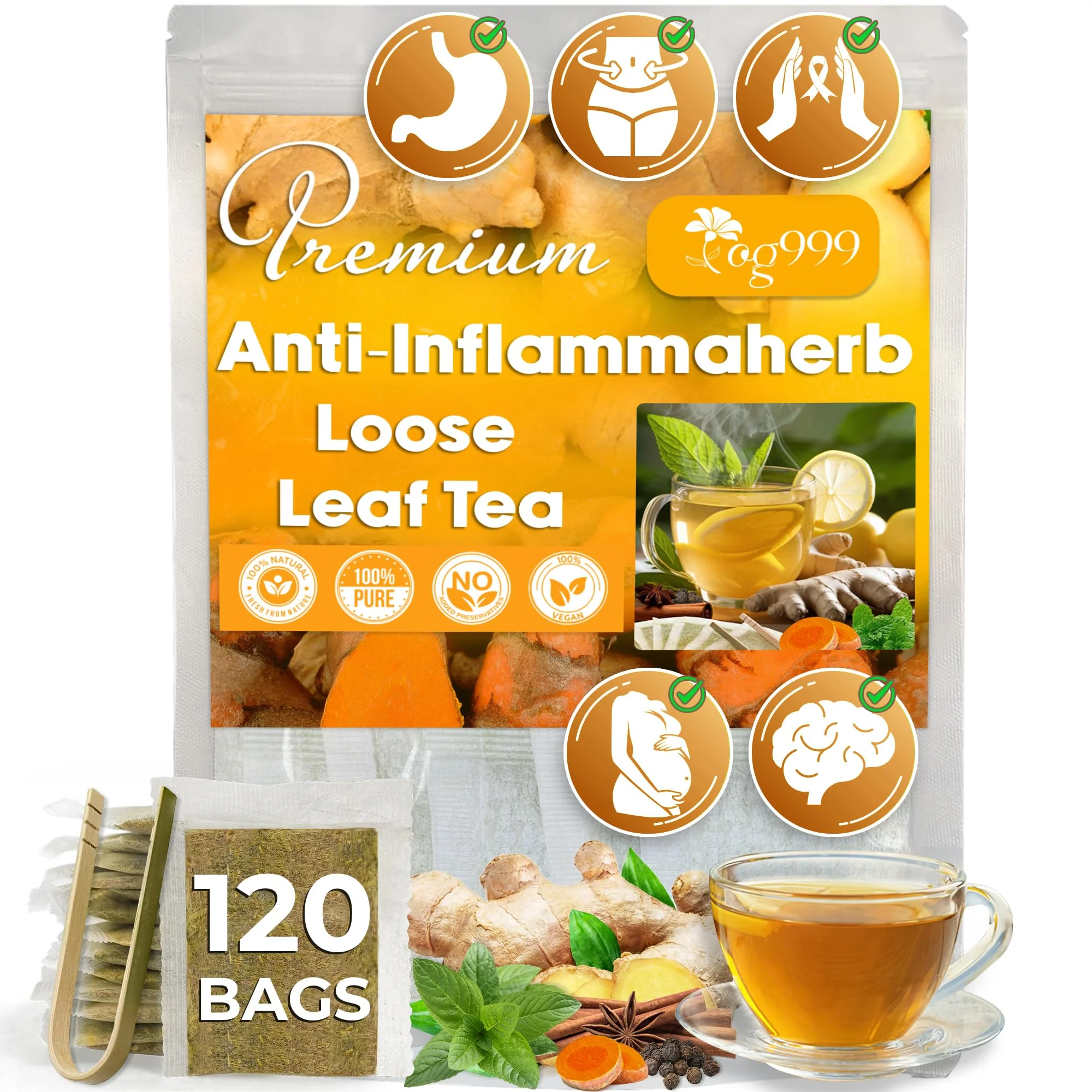 TOG999, Premium 120 Moringa Leaf Tea Bags, 100% Natural & Pure from Moringa Leaves. Loose Leaf Moringa Herbal Tea. Moringa Leaf Tea. No Sugar, No Caffeine, No Gluten, Vegan. - Image 35