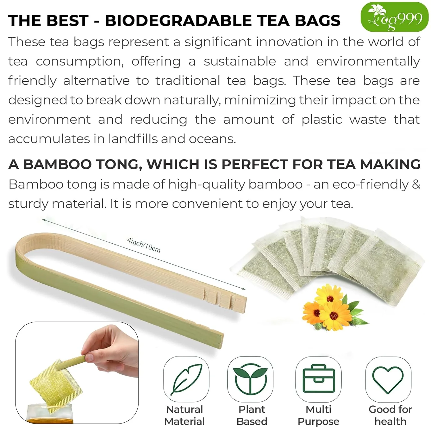 TOG999, Premium 120 Moringa Leaf Tea Bags, 100% Natural & Pure from Moringa Leaves. Loose Leaf Moringa Herbal Tea. Moringa Leaf Tea. No Sugar, No Caffeine, No Gluten, Vegan. - Image 7