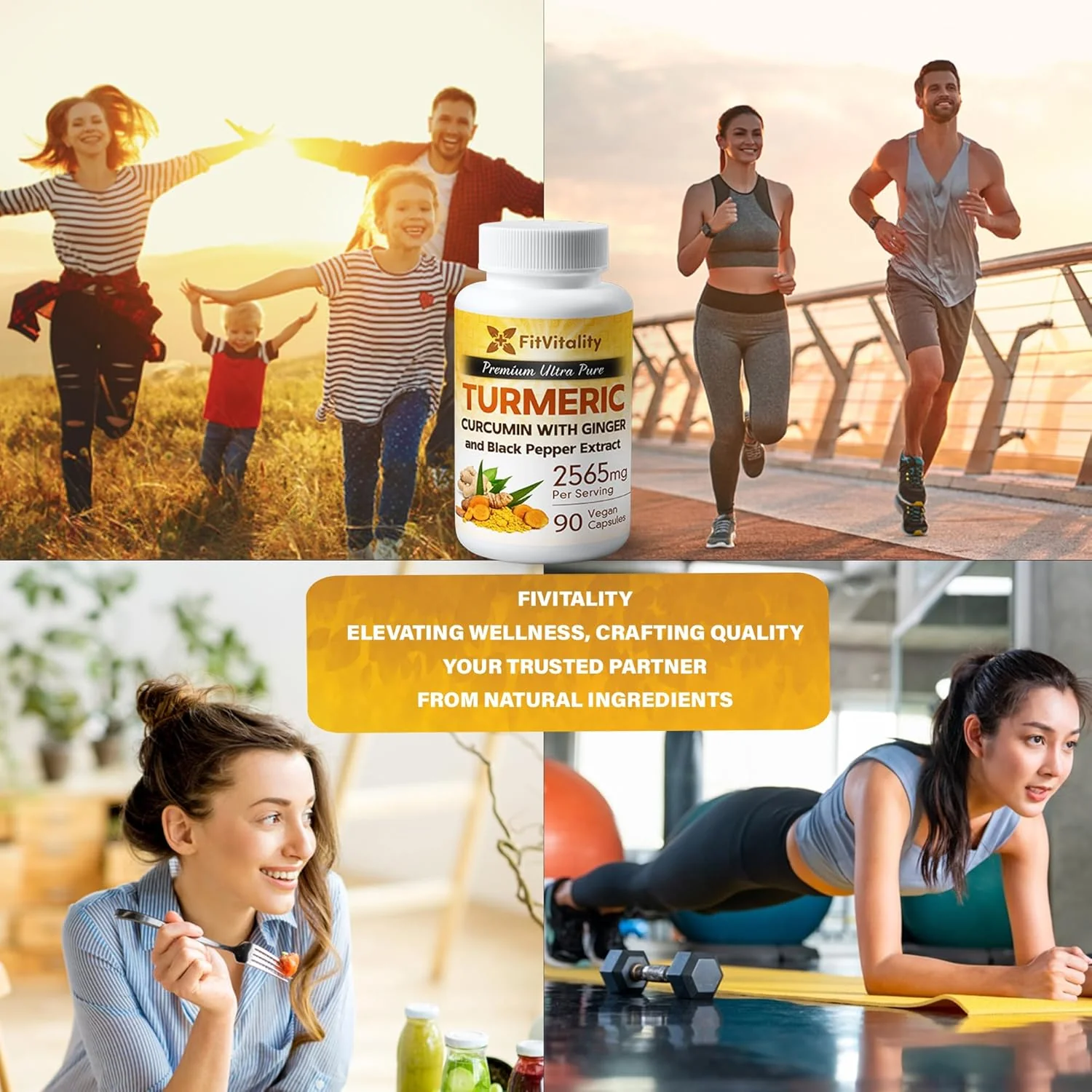 Turmeric Curcumin & BioPerine Black Pepper Extract, Non – GMO, Gluten-Free, Vegan Capsules - Image 4